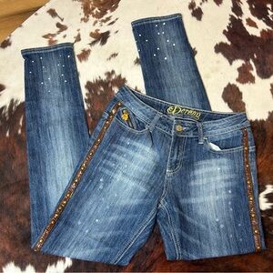 Dereon Blue Women's Jeans with Embellished Sides